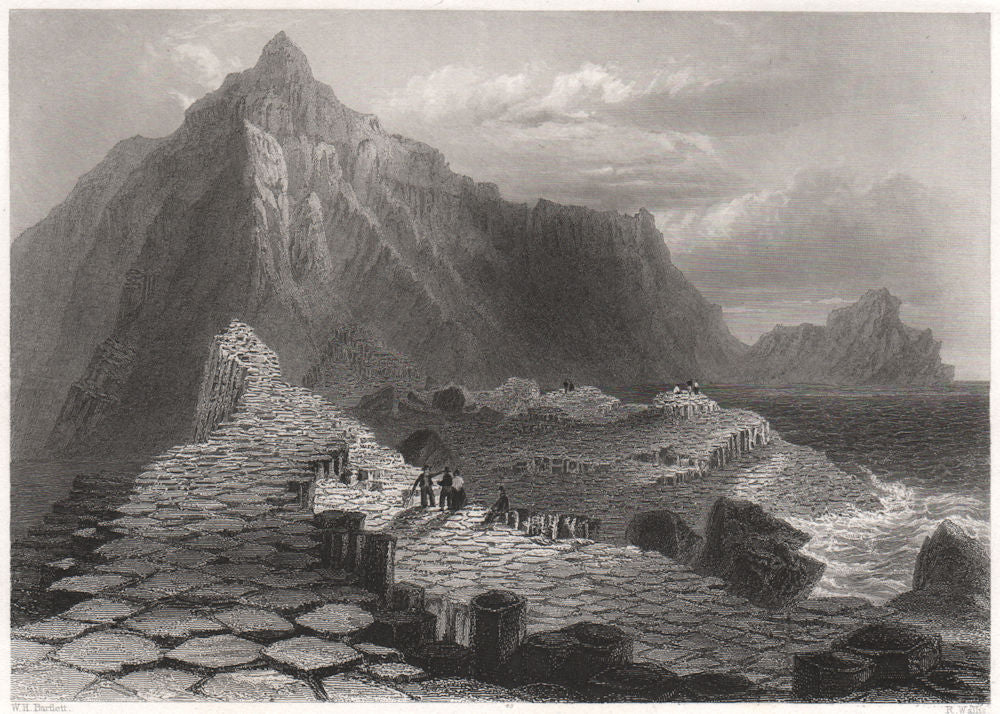 Scene on the Giants Causeway. Ireland 1835 old antique vintage print picture